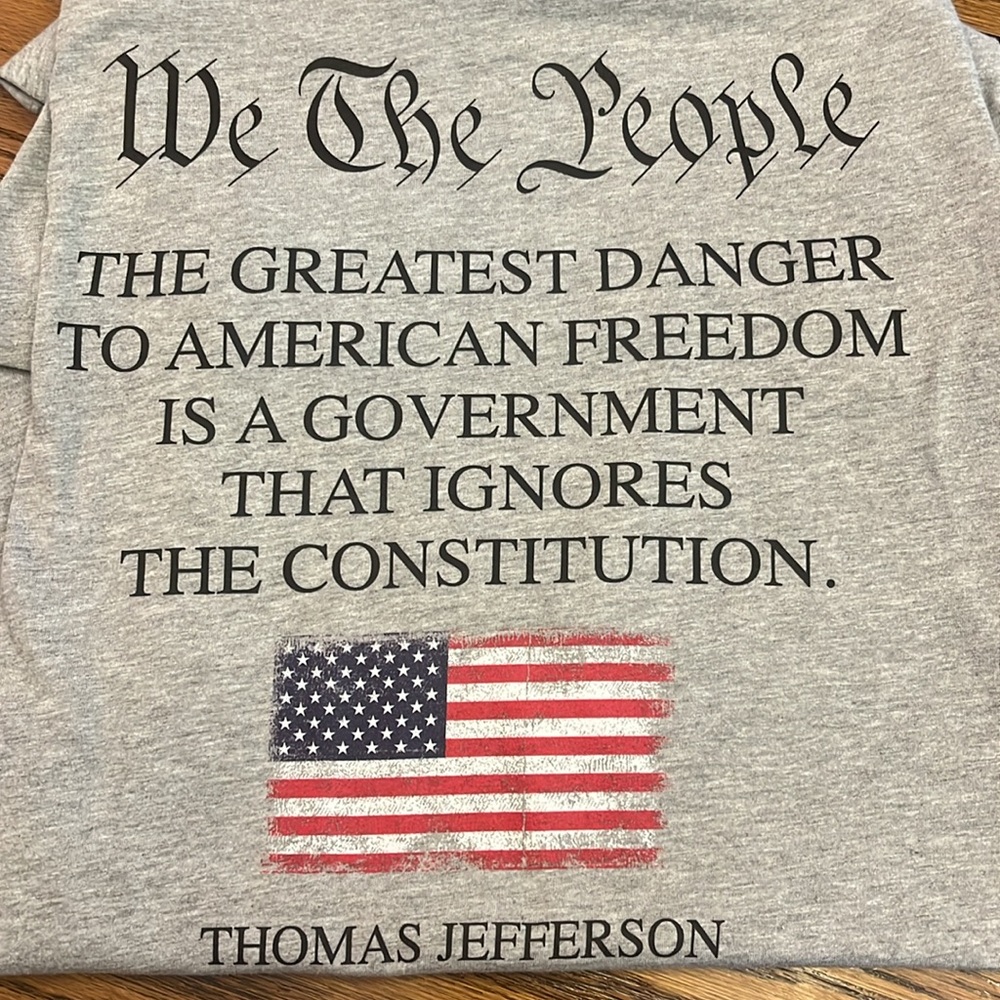 Thomas Jefferson Constitution Gray Graphic Men's T-Shirt New